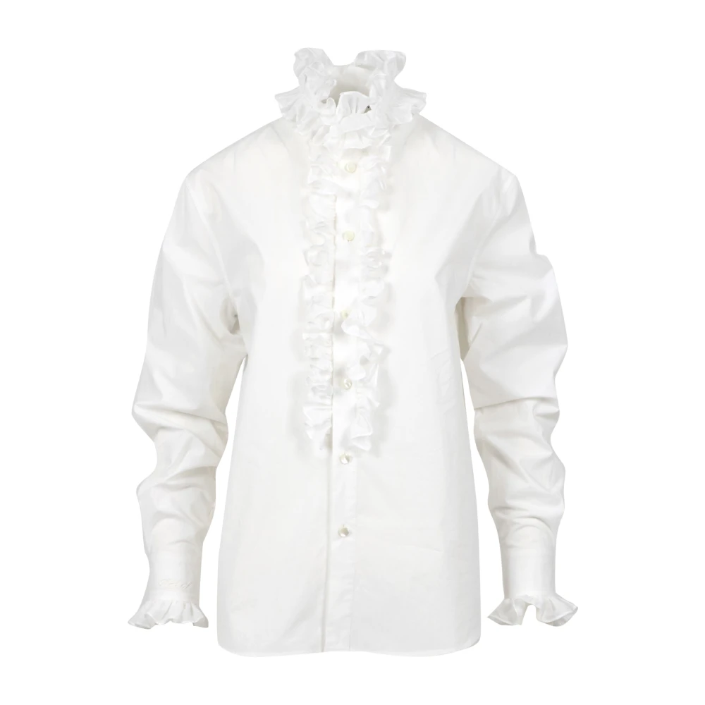 Philosophy di Lorenzo Serafini Gerimpeld Katoenen Poplin Shirt Ivoor Beige Dames