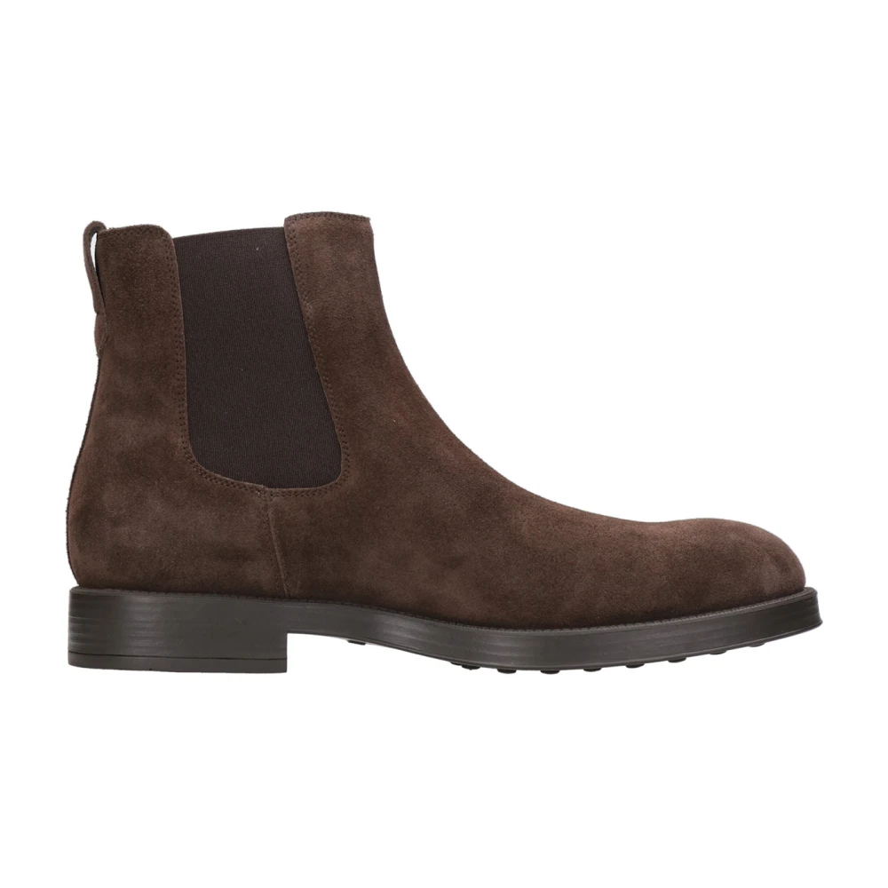 Tod's Men's Brown Chelsea Boots, 6 Uk, Suede Leather Ankle Boots