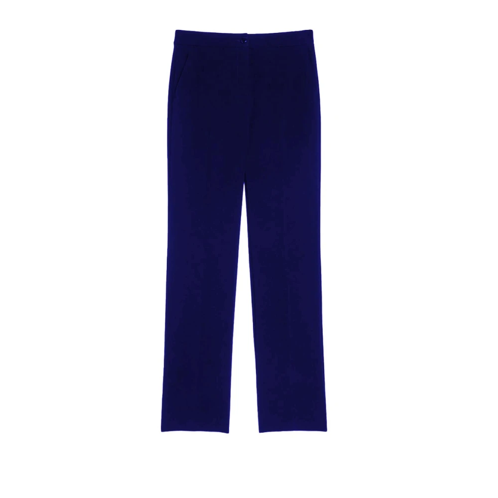 Pennyblack Women's Blue Straight Trousers, 2XS, Straight Leg Acetate Trousers
