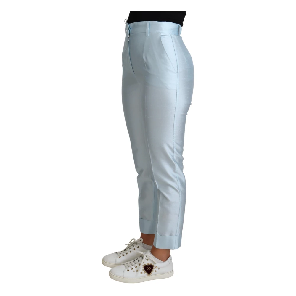 Dolce & Gabbana , Cropped Trousers, Female, Blue, Xs, Tapered Trouser - Image 3