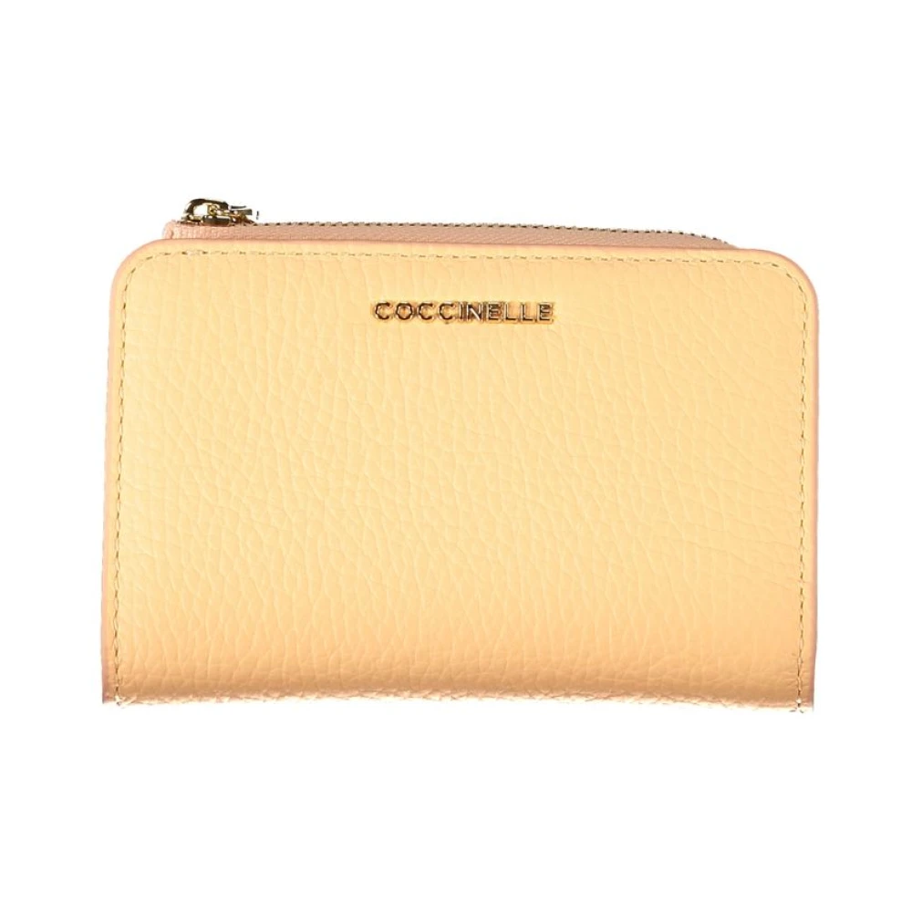 Coccinelle Oranje Leren Portemonnee met Rits en Logo Orange Dames