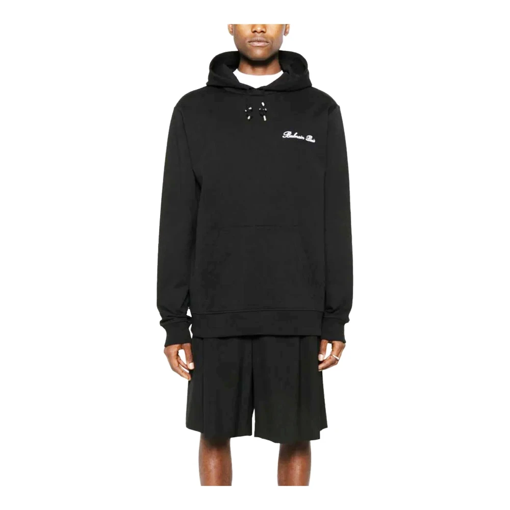 Balmain Katoenen Logo Sweatshirt Hoodie Herenmode Black Heren