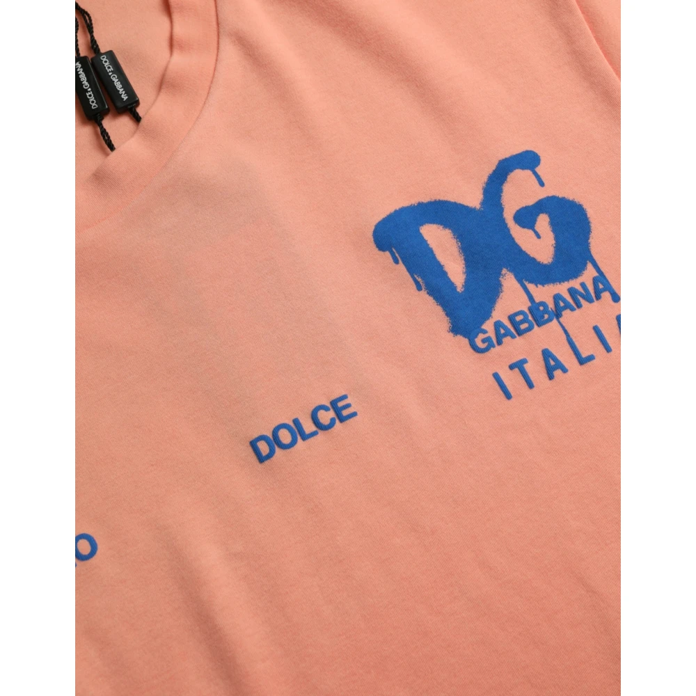Dolce & Gabbana Koraal Logo T-shirt Pink Heren