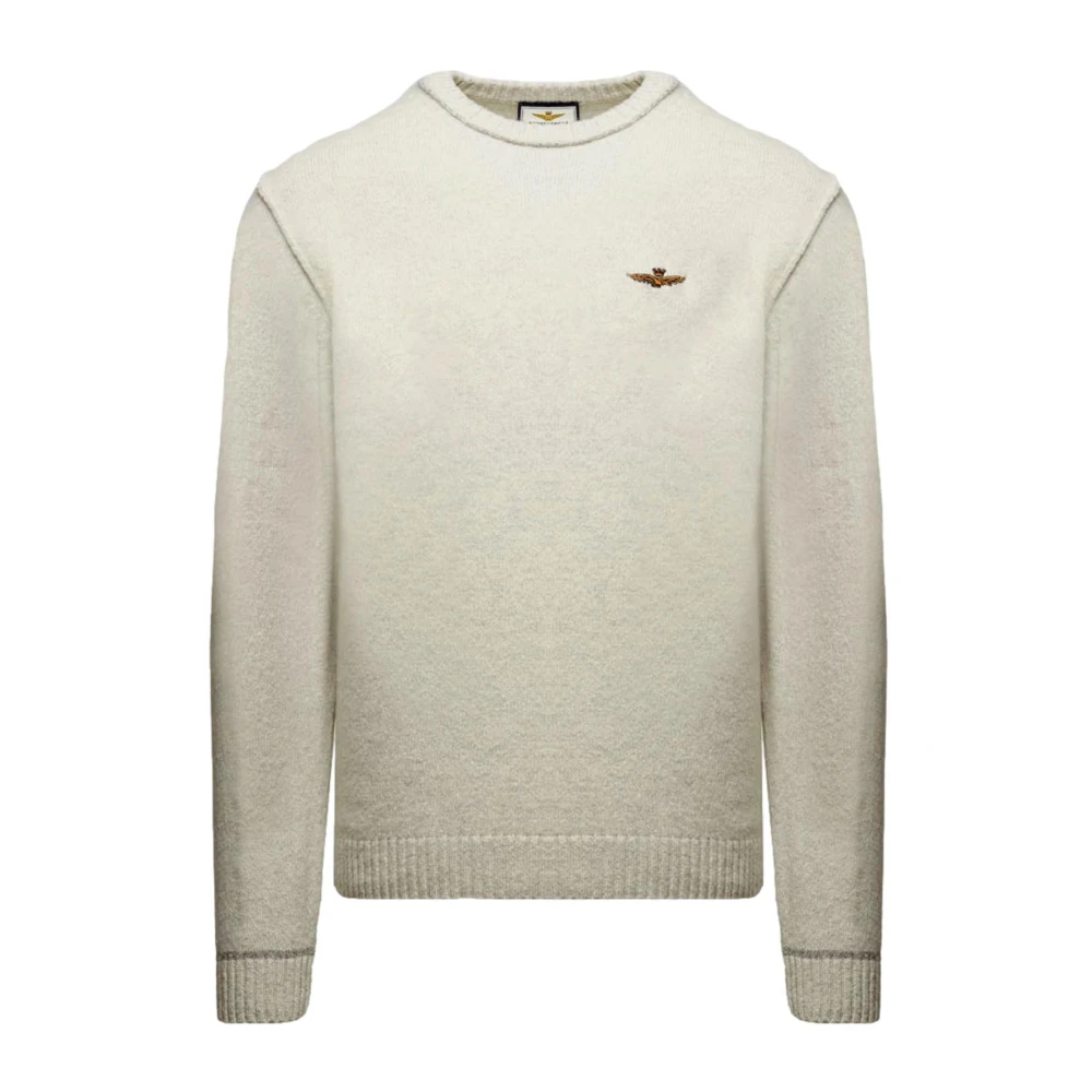 Aeronautica Militare Men's Gray Round-Neck Lambswool Jumper - Round-Neck Knitwear - 2XL - Knitwear