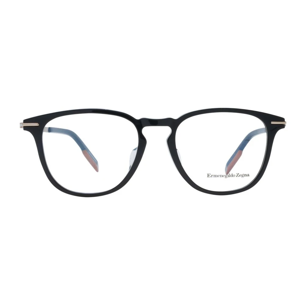 Ermenegildo Zegna Zwarte Ronde Plastic Optische Monturen Black Heren