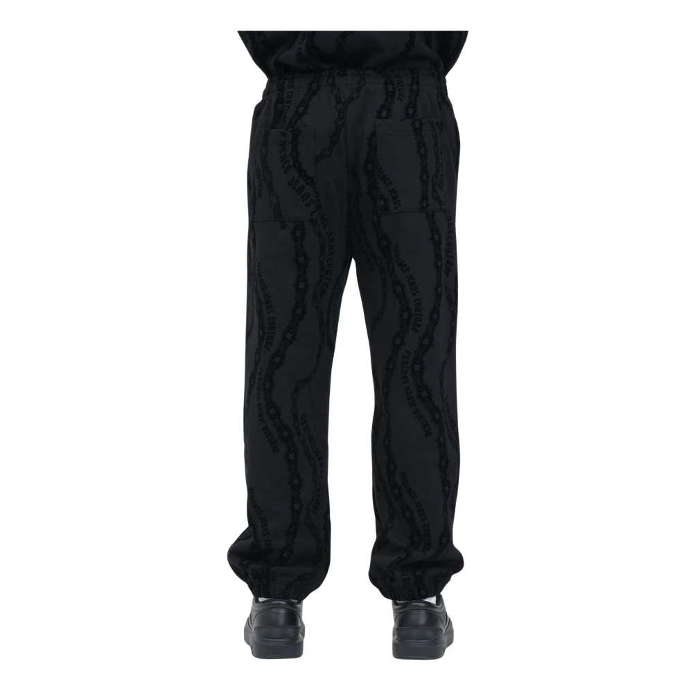 Versace Jeans Couture Zwarte Chain Couture Velvet Sportbroek Black Heren