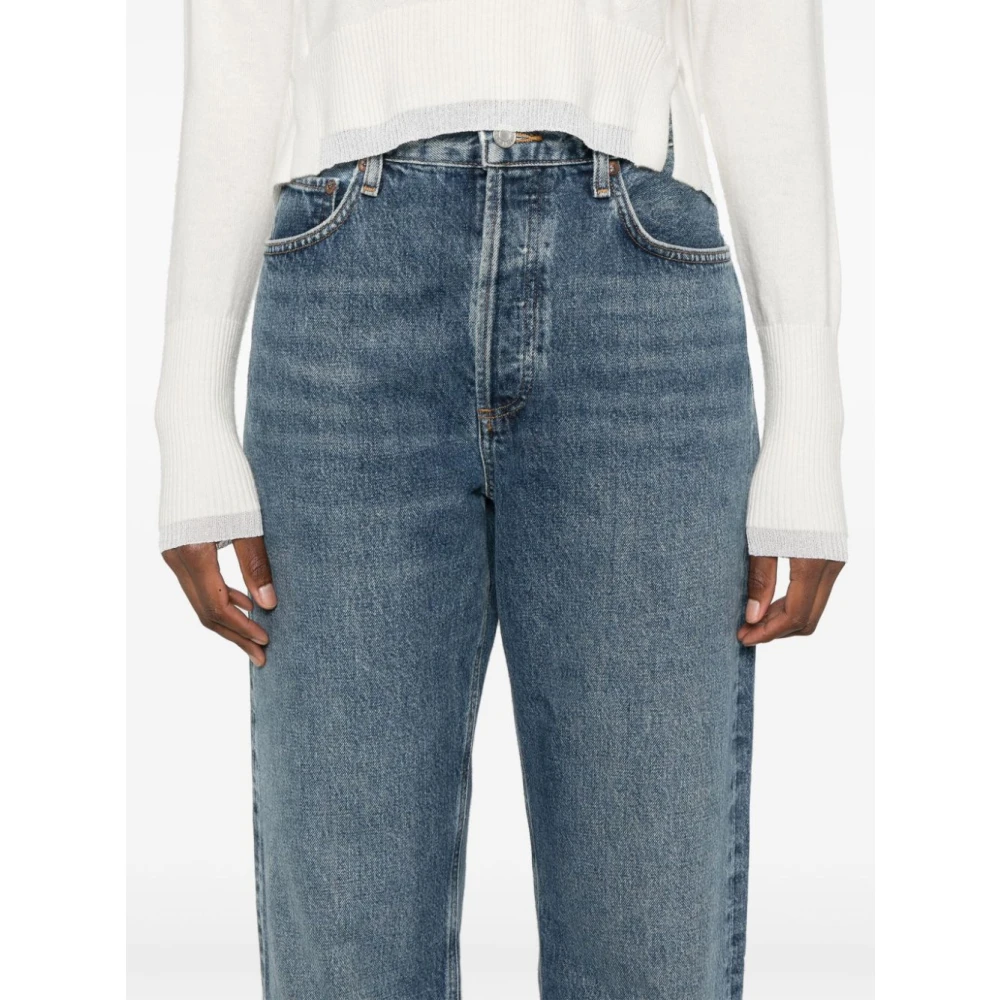 Agolde Indigo Blauwe Denim Jeans Rechte Pijp Blue Dames