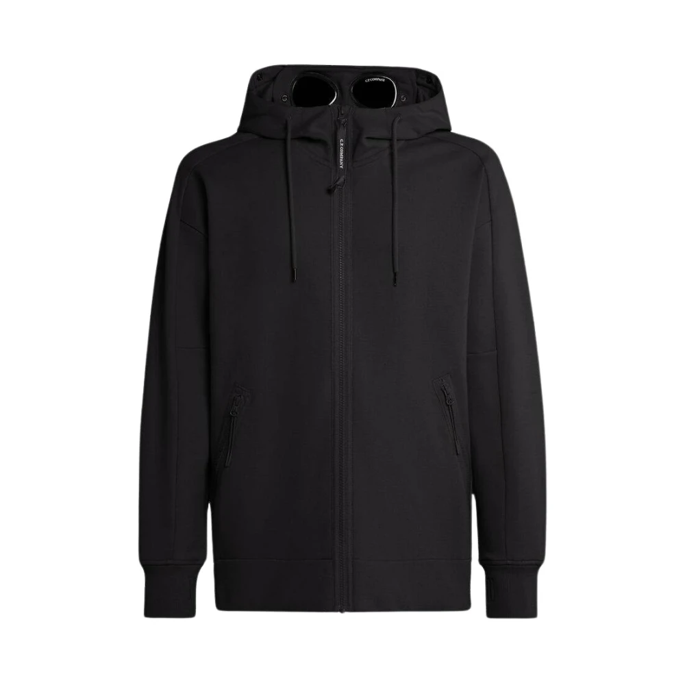 C.p. Company Diagonal Texturerad Goggle Hoodie Black, Herr