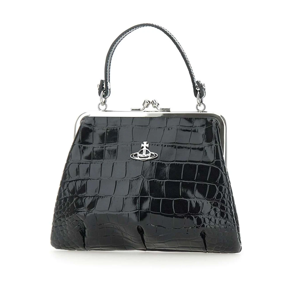Vivienne Westwood Vintage Croc-Print Granny Frame Portemonnee Clutch Black Dames