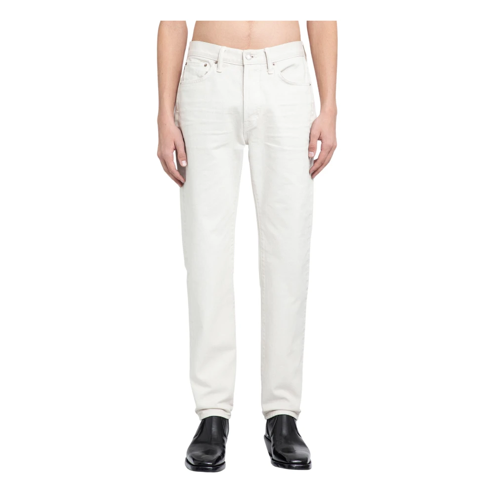 Tom Ford Slim Fit Stay Press Ivory Broek White Heren