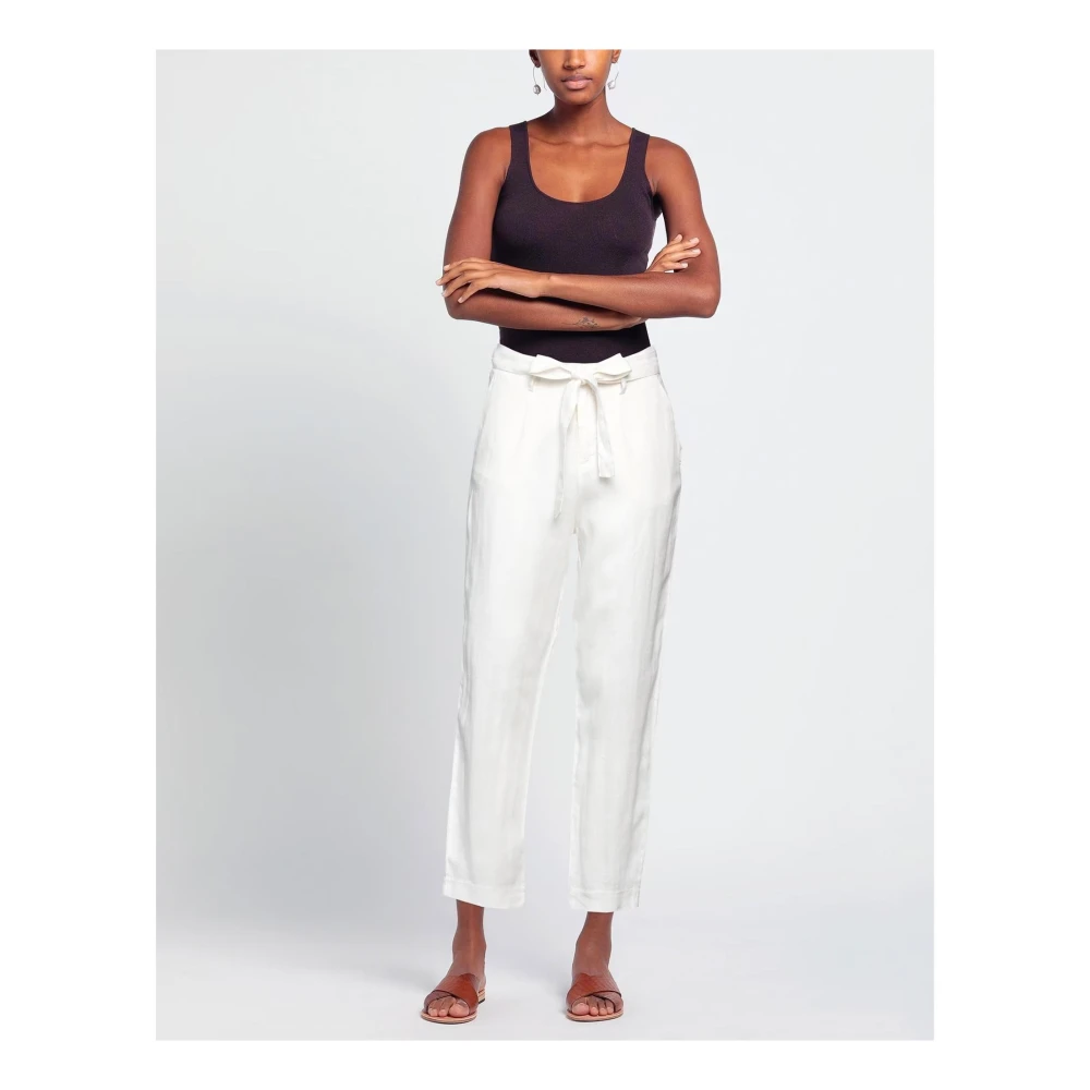 YES ZEE Witte Linnen Broek met Strikceintuur White Dames