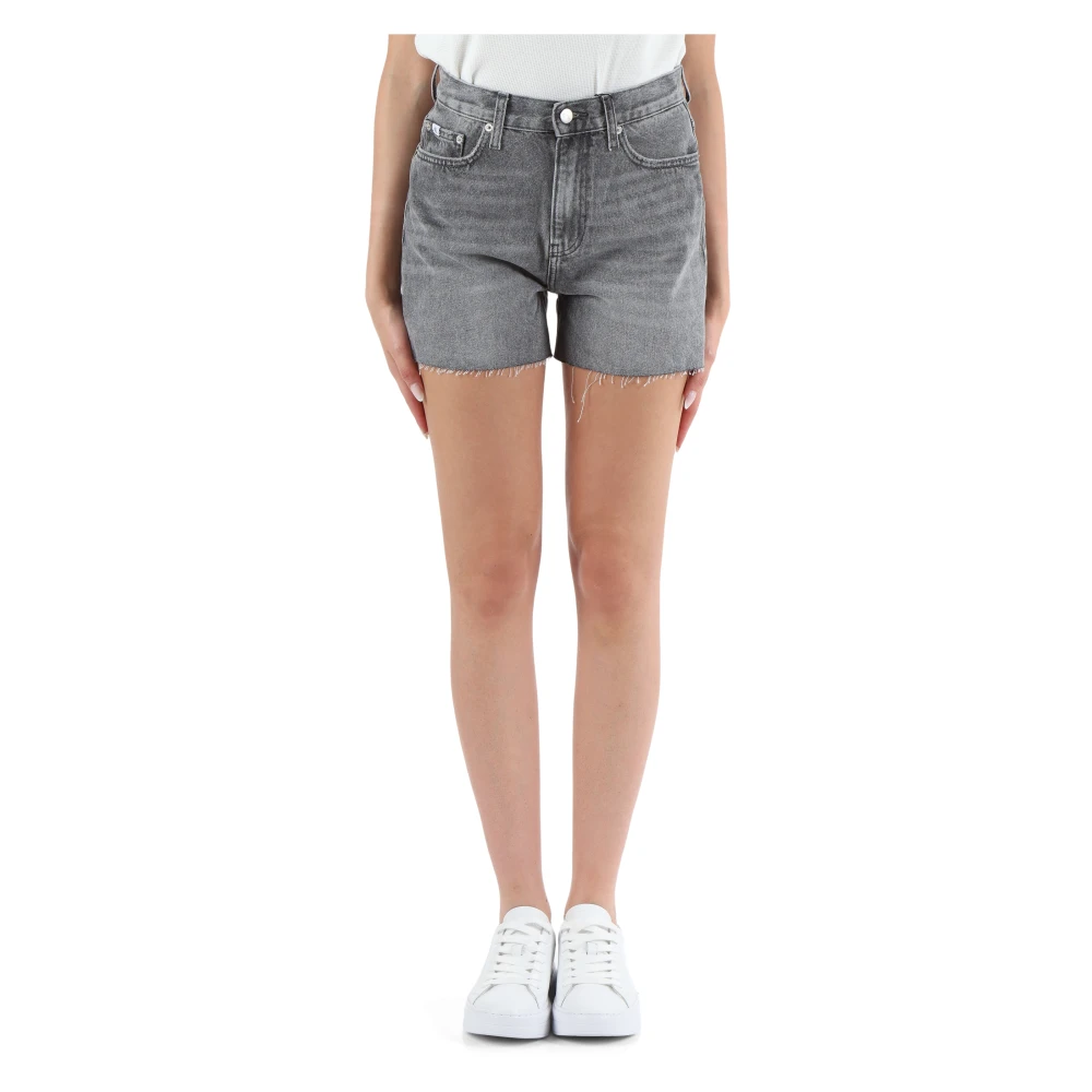Calvin Klein Jeans Mom Fit Denim Shorts Vijf Zakken Gray Dames