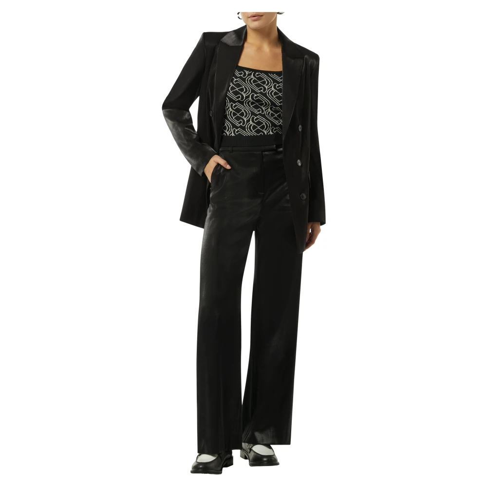 comma Stijlvolle Blazer met Oplopende Reverskraag Black Dames