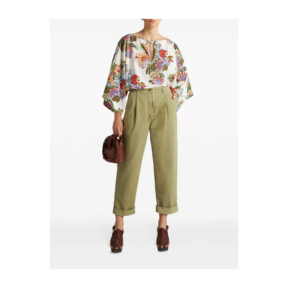 ETRO Khaki Chevron Broek Green Dames