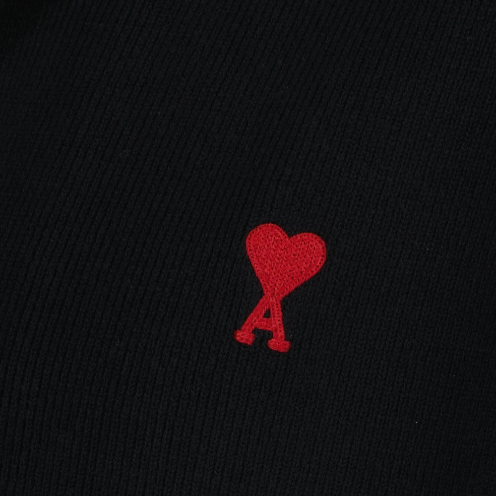 Ami Paris Klassieke Hart Logo Lange Mouw Polo Black Heren