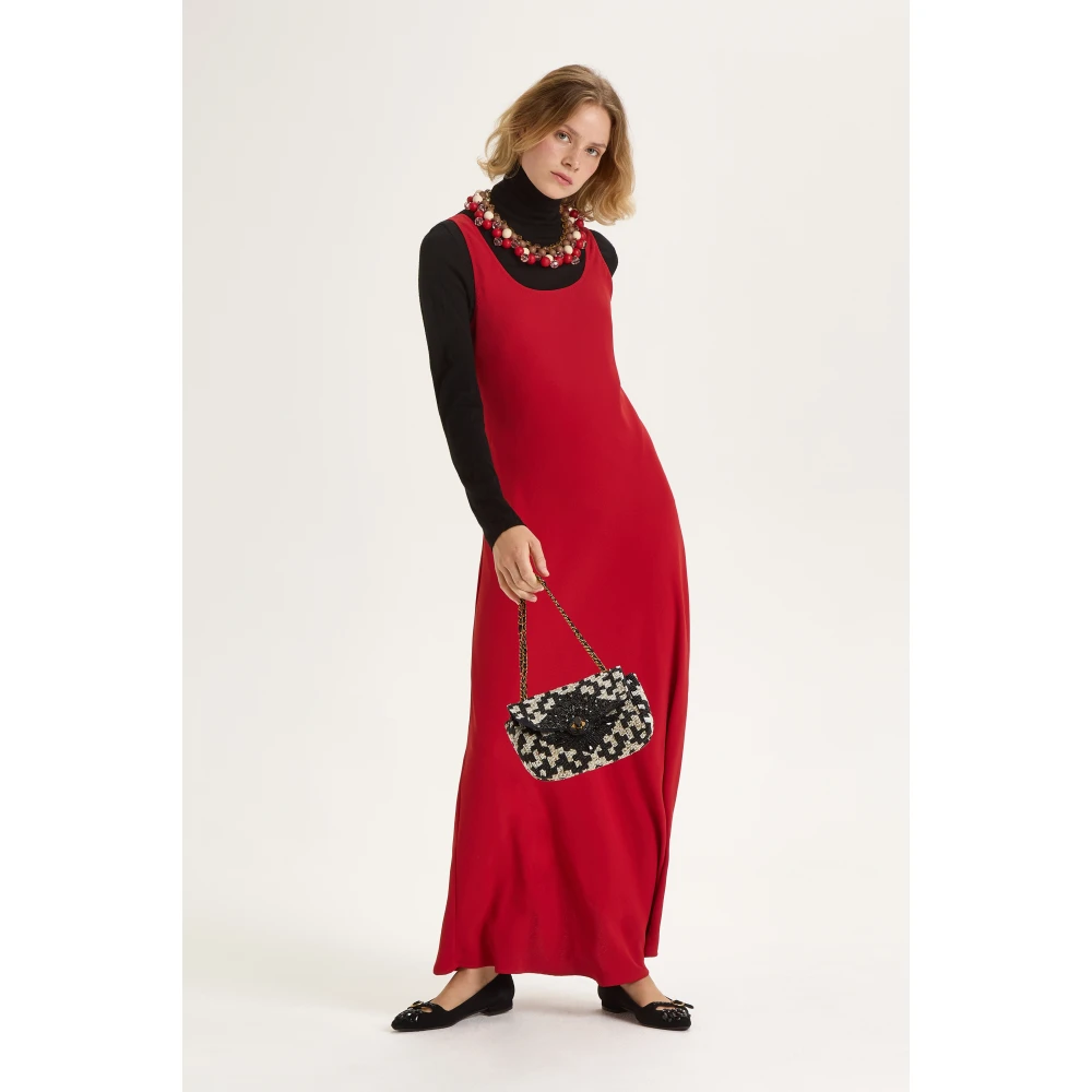 Maliparmi Sablè Crepe Ronde-Hals Jurk Red Dames