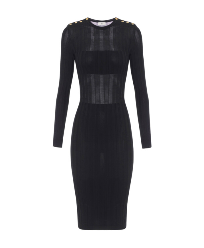 robe-midi-noire-avec-manches-3-4