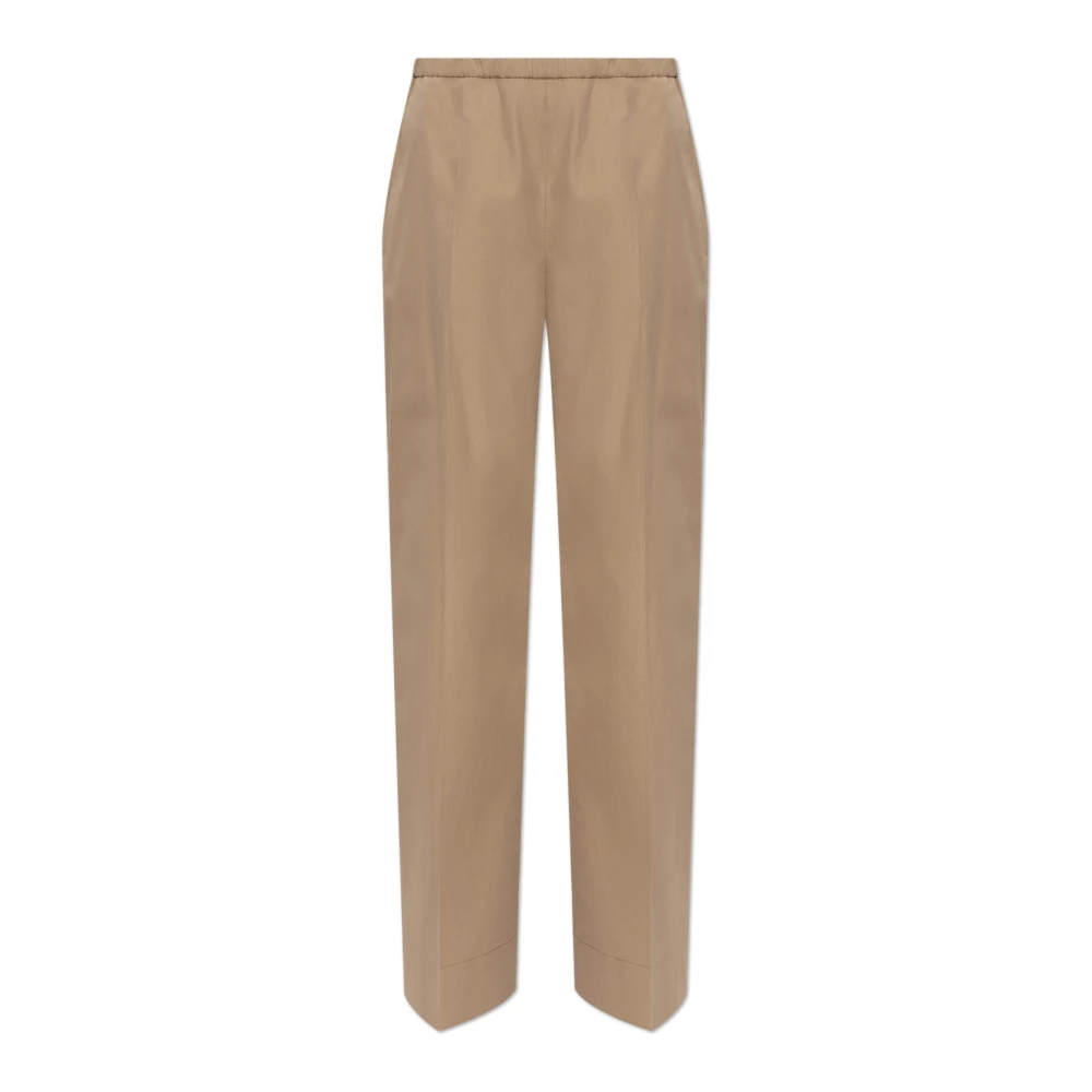 Moncler Beige Wide-Leg Trousers - Female - Wide Trousers - M - Trousers