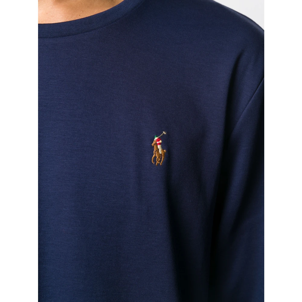 Polo Ralph Lauren Katoenen T-shirt met Lange Mouwen en Logo Blue Heren