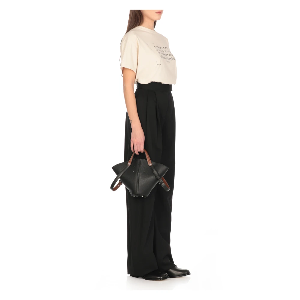 Maison Margiela Zwarte leren handtas met contrasterende handvatten Black Dames