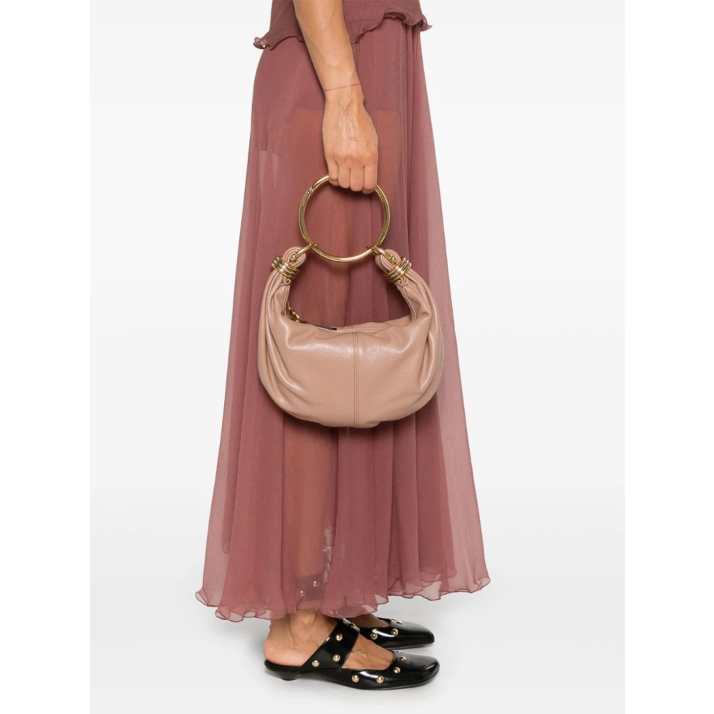 Chloé Hobo Tas met Gouden Logo Pink Dames