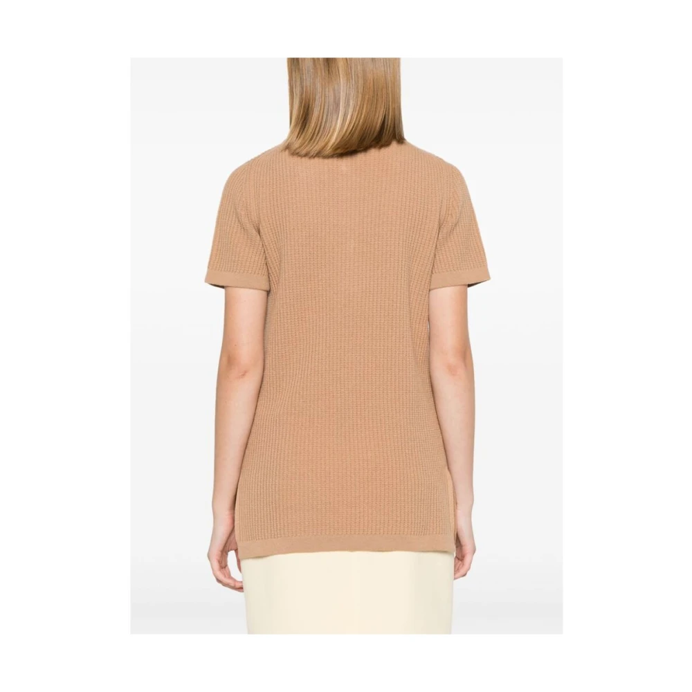 Blumarine Veren Detail Gebreide Trui Brown Dames