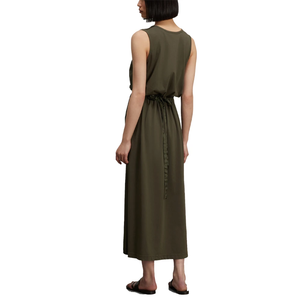 Aspesi Katoenen Lange Jurk Mouwloos Elastische Taille Green Dames