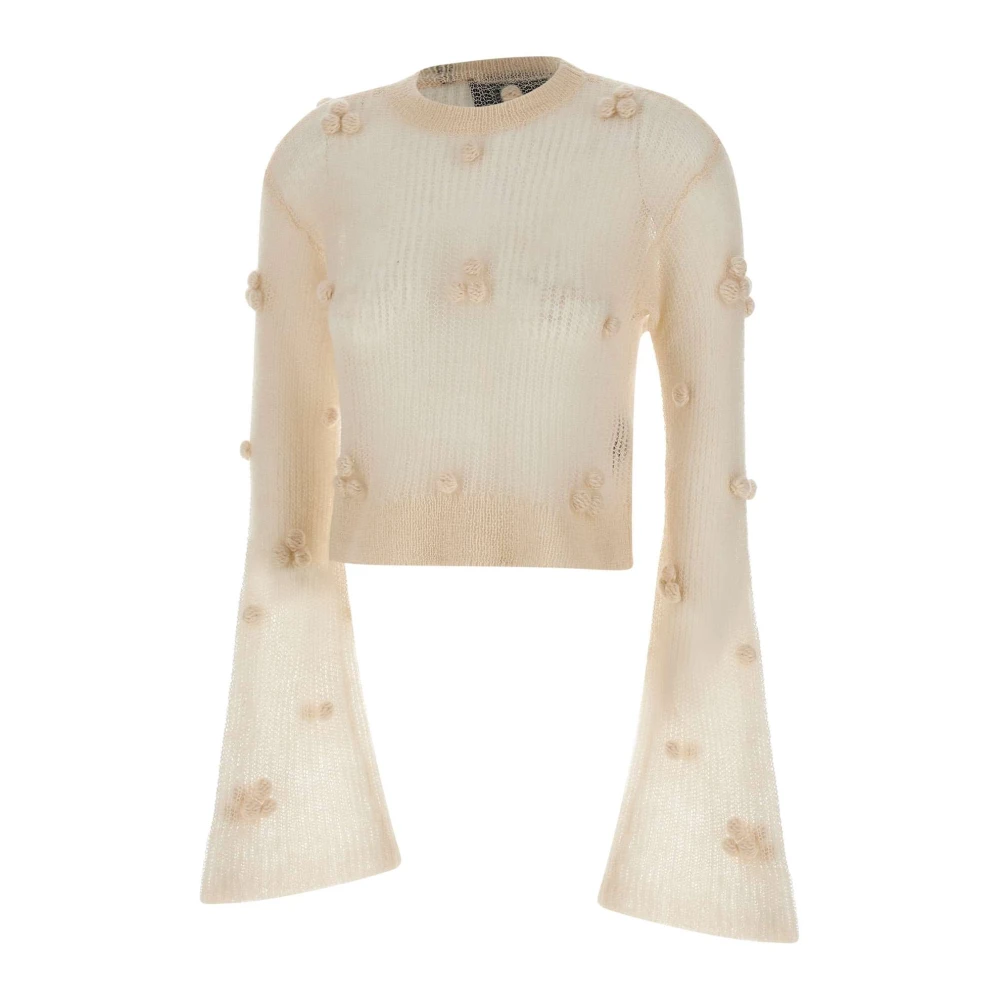 Rotate Birger Christensen Witte Gebreide Trui met Uitlopende Manchetten White Dames