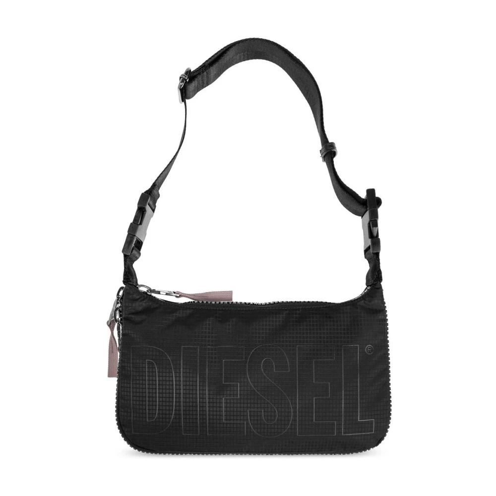 Diesel Zwarte schoudertas met voorlogo Black Dames