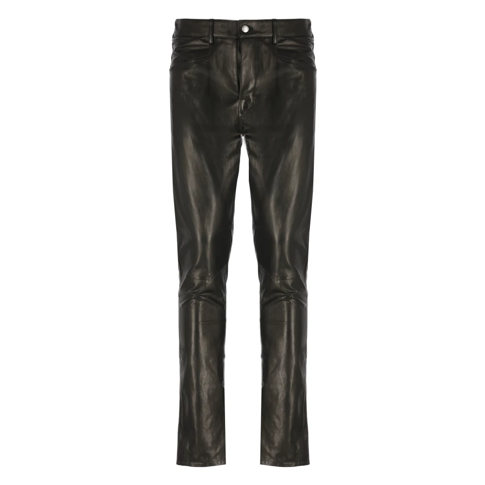 Rick Owens Zwarte leren broek met zakken Black Heren