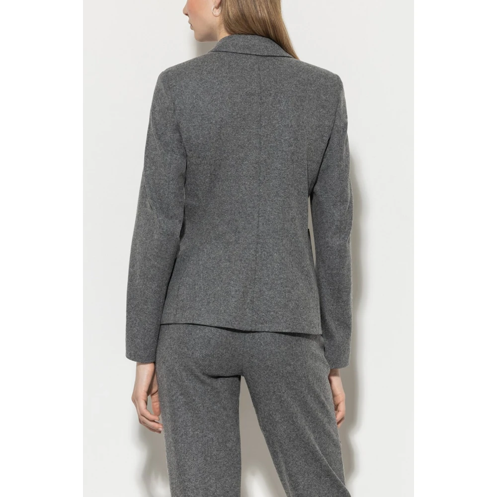 LUISA CERANO Grijze flanellen blazer met klassieke kraag Gray Dames