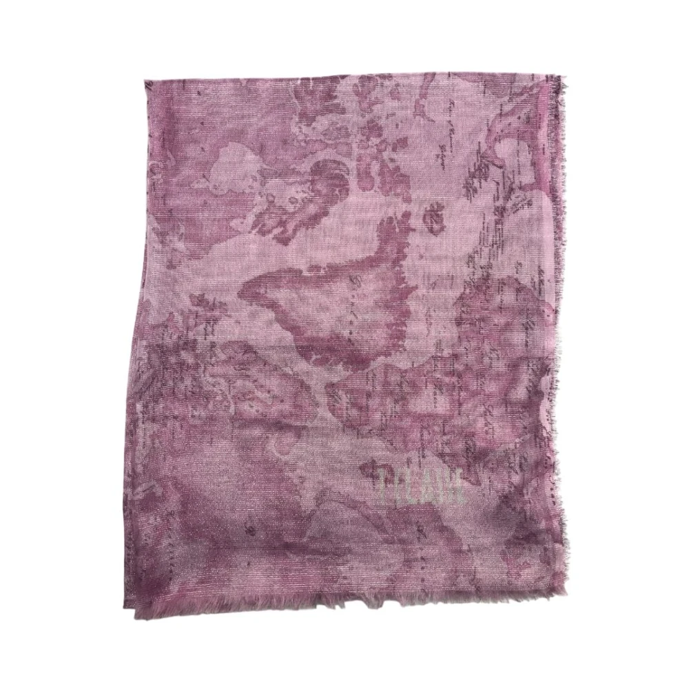 Alviero Martini 1a Classe Geo Lurex Sjaal Pink Dames