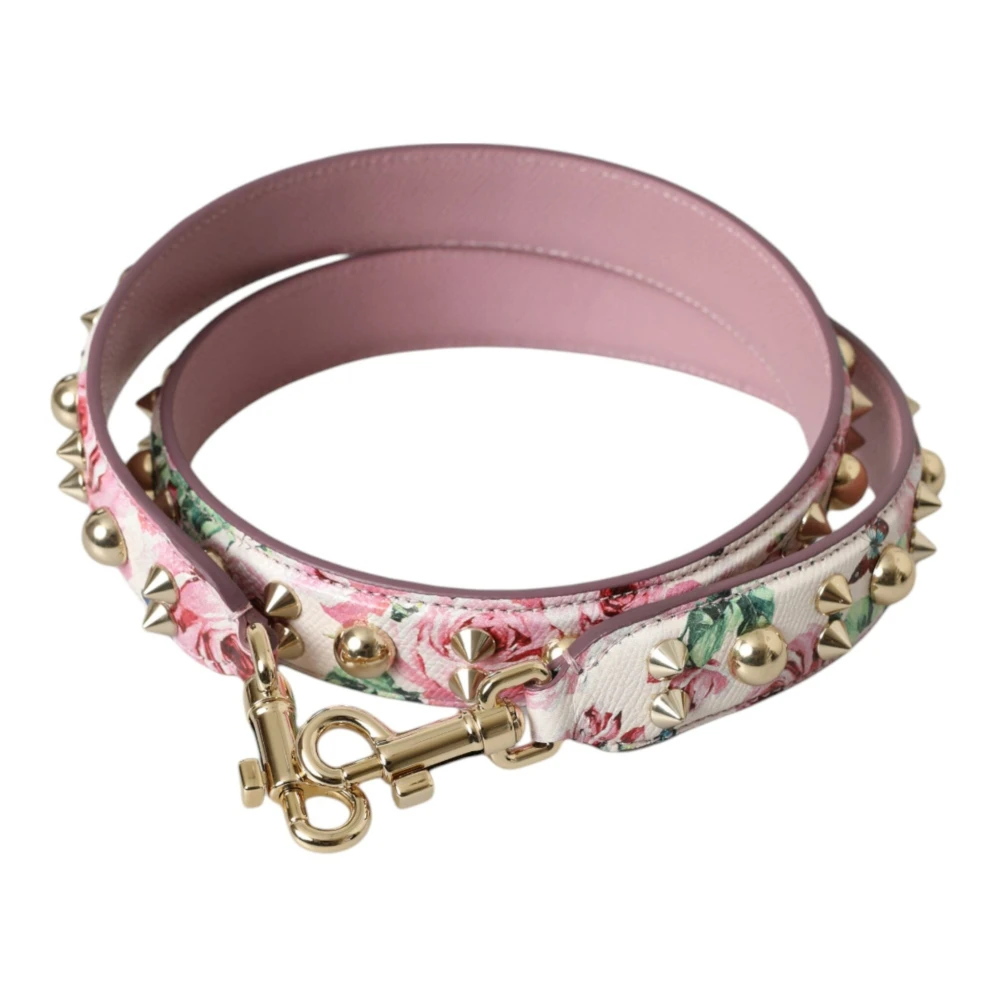 Dolce & Gabbana Roze Bloemen Leren Schouderband Multicolor Dames