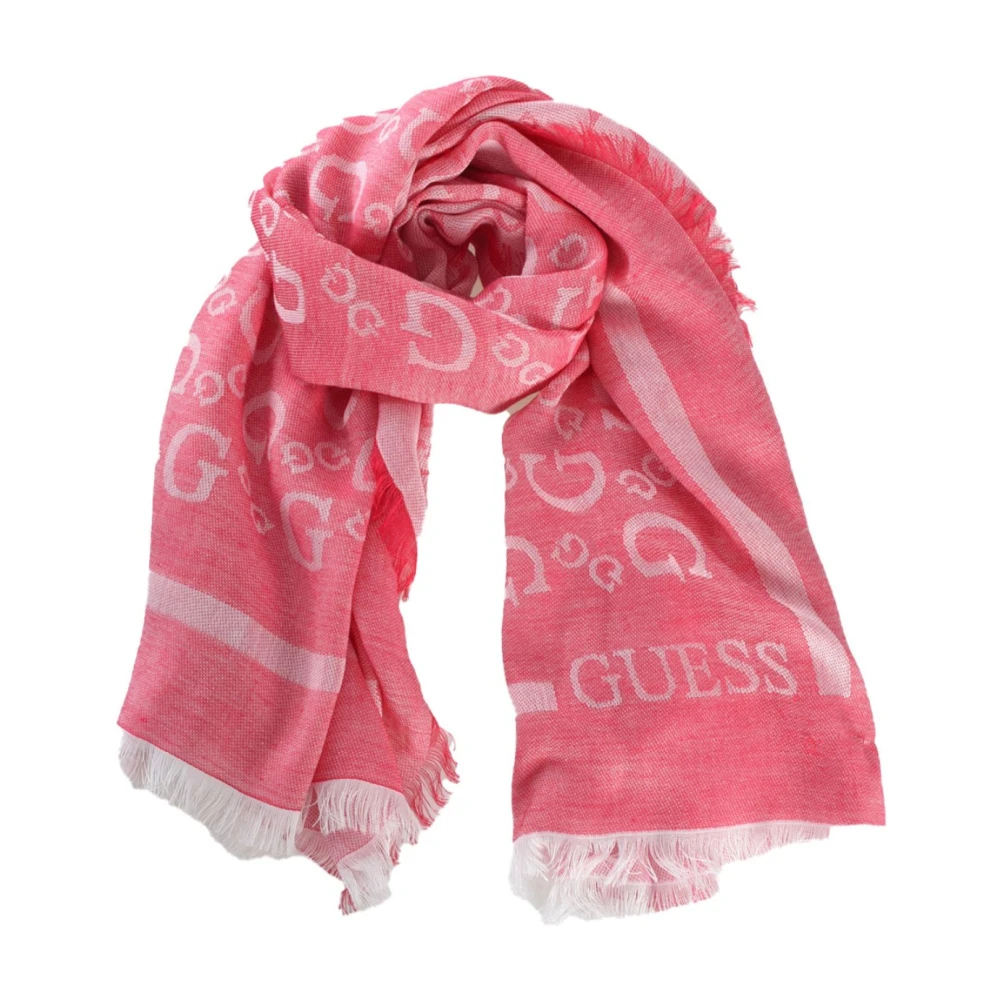 Guess Monogram Logo Sjaal Rozenpatroon Pink Dames