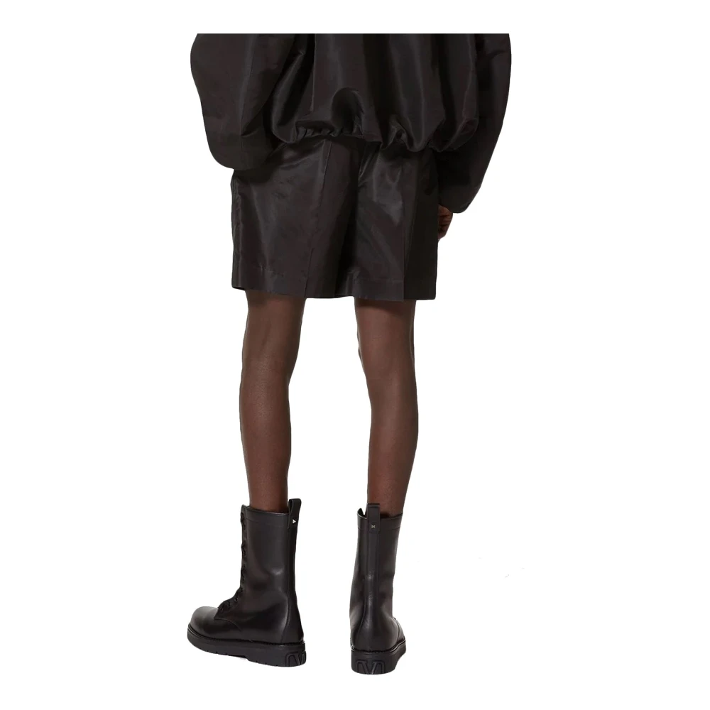 Valentino Zwarte Zijden Shorts met Elastische Taille Black Heren