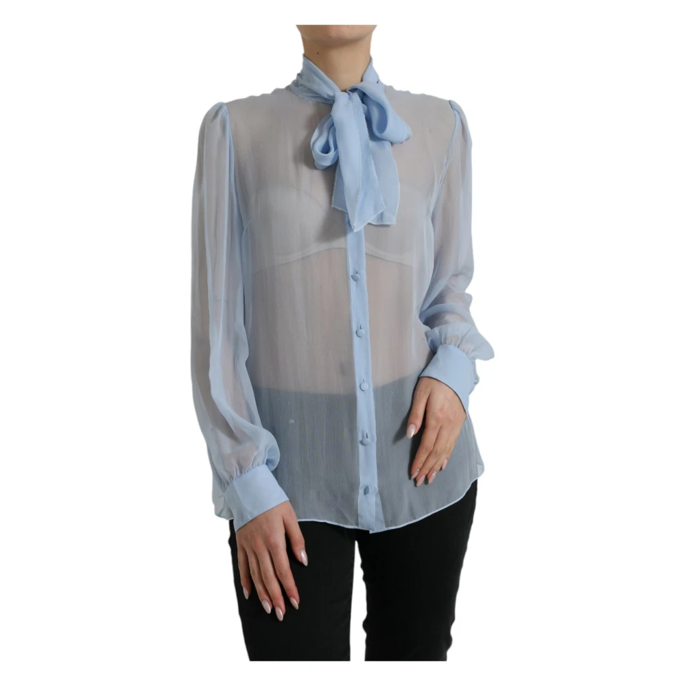 Dolce & Gabbana Women's Blue Elegant Silk Long Sleeve Blouse