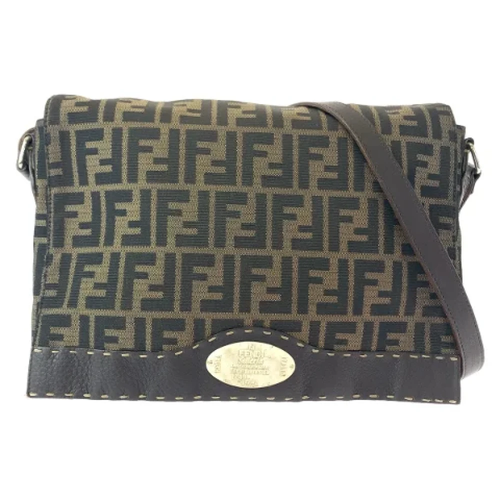 Fendi Vintage Pre-owned Canvas shoulder-bags Brown Dames