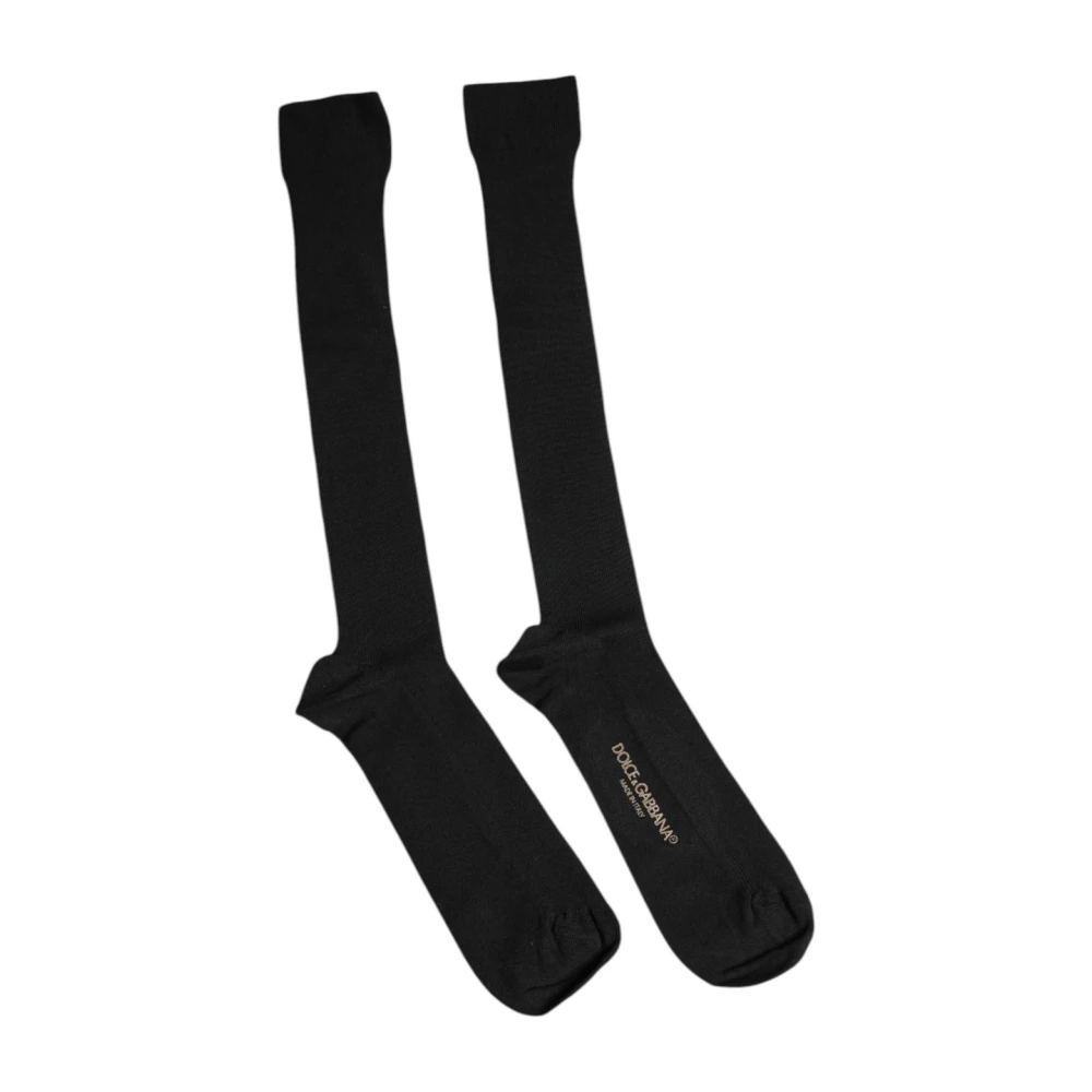 Dolce & Gabbana Men's Black Luxury Logo Viscose Calf Socks - Socks - One Size - Underwear