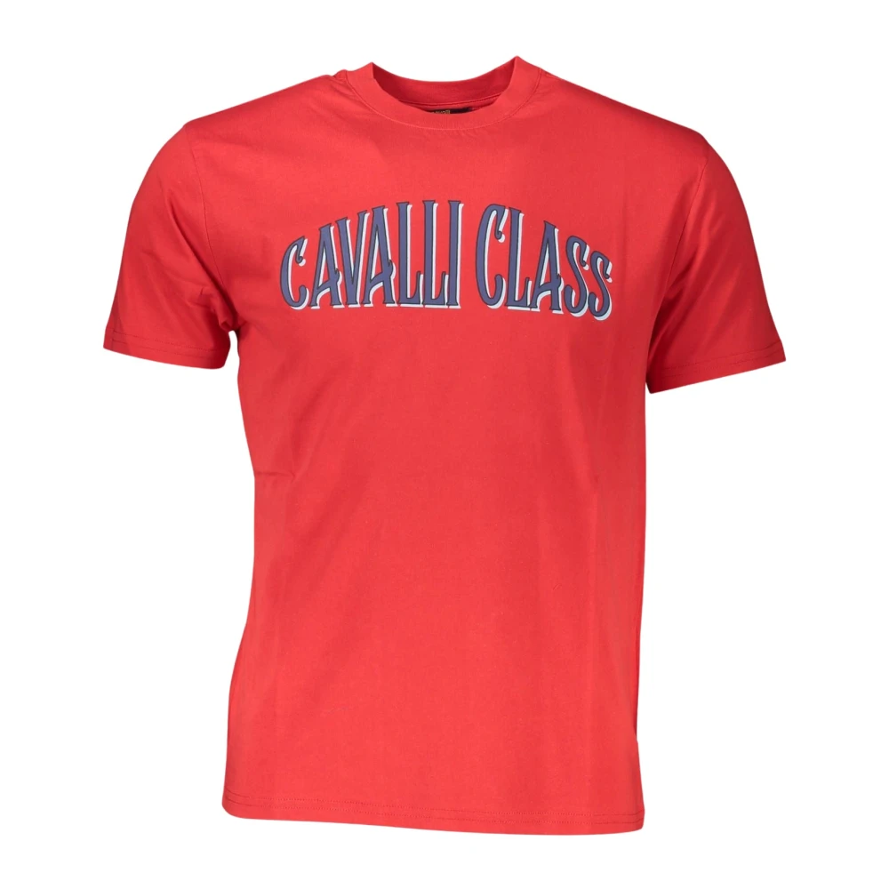 Cavalli Class Men's Red Logo Print Stylish T-Shirt