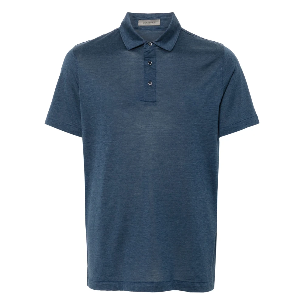 Corneliani Blauw Zijde Katoen Polo Shirt Blue Heren