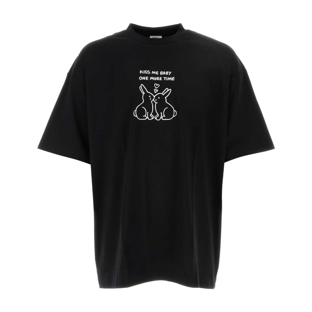 Vetements Zwart Oversized Stretch Katoenen T-shirt Black Heren