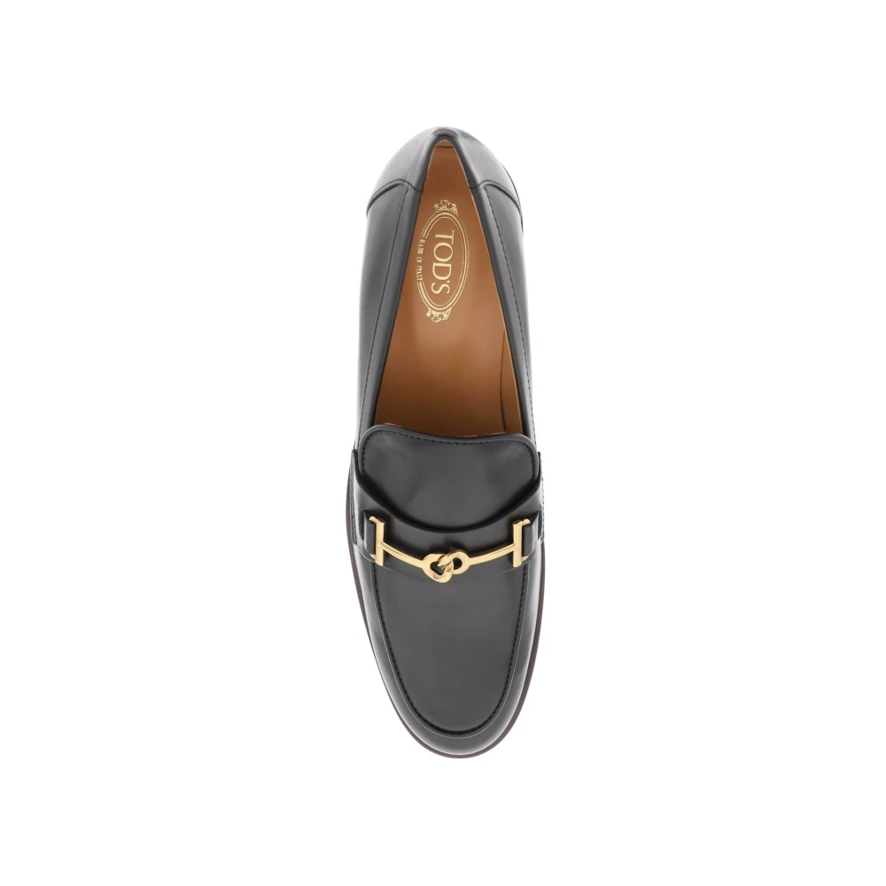 TOD'S Loafers van geborsteld leer met dubbel T metaalwerk Black Dames