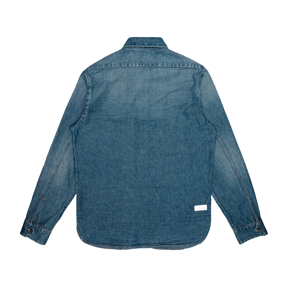 Nine In The Morning Denim regular fit overhemd met borduurwerk Blue Heren