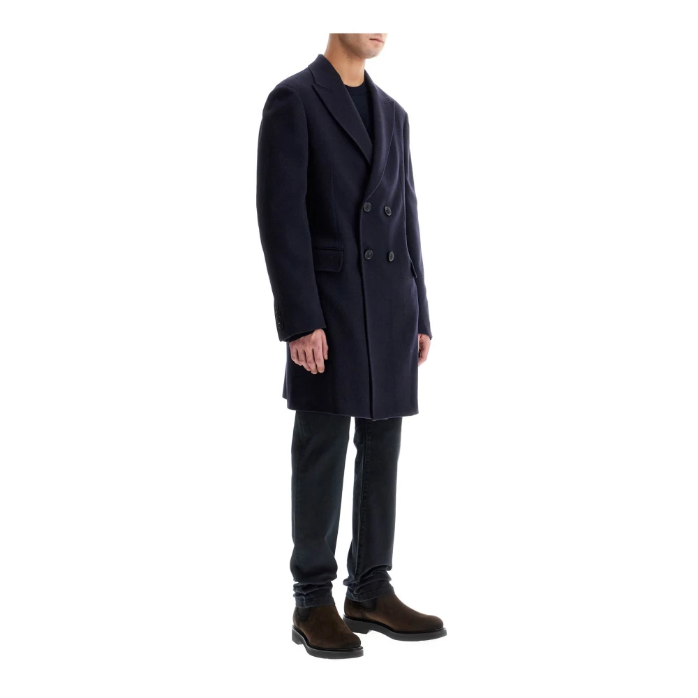 Ermenegildo Zegna Klassieke Wol Kasjmier Midi Jas Blue Heren