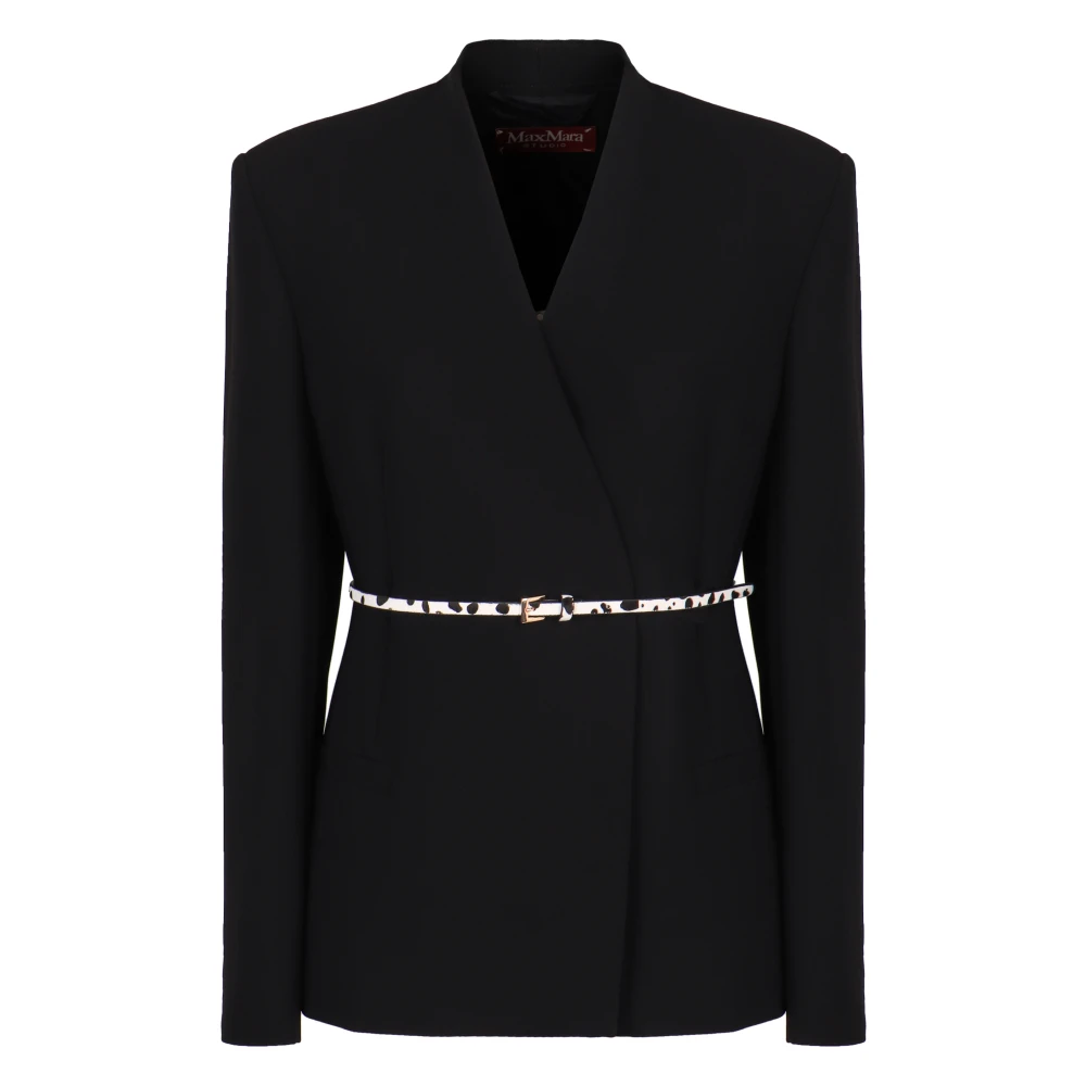 Max Mara Studio Women's Black Single-Breasted Blazer With Belt - Blazers - Xs - Jackets