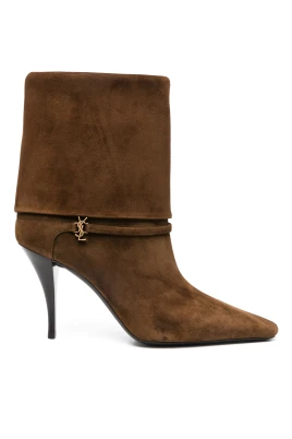 Bruna läderankelboots i Cassandre-modell