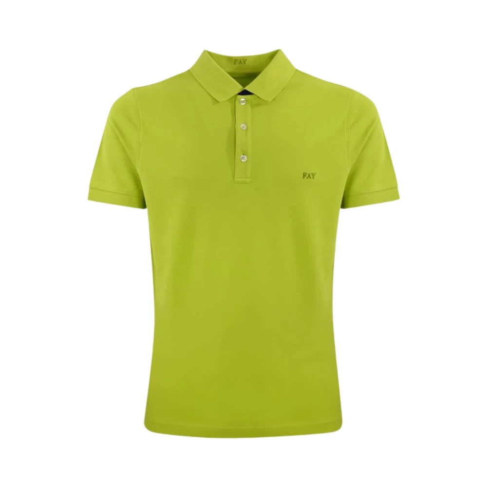 Fay Bicolor Polo Shirt met Dubbele Kraag Green Heren