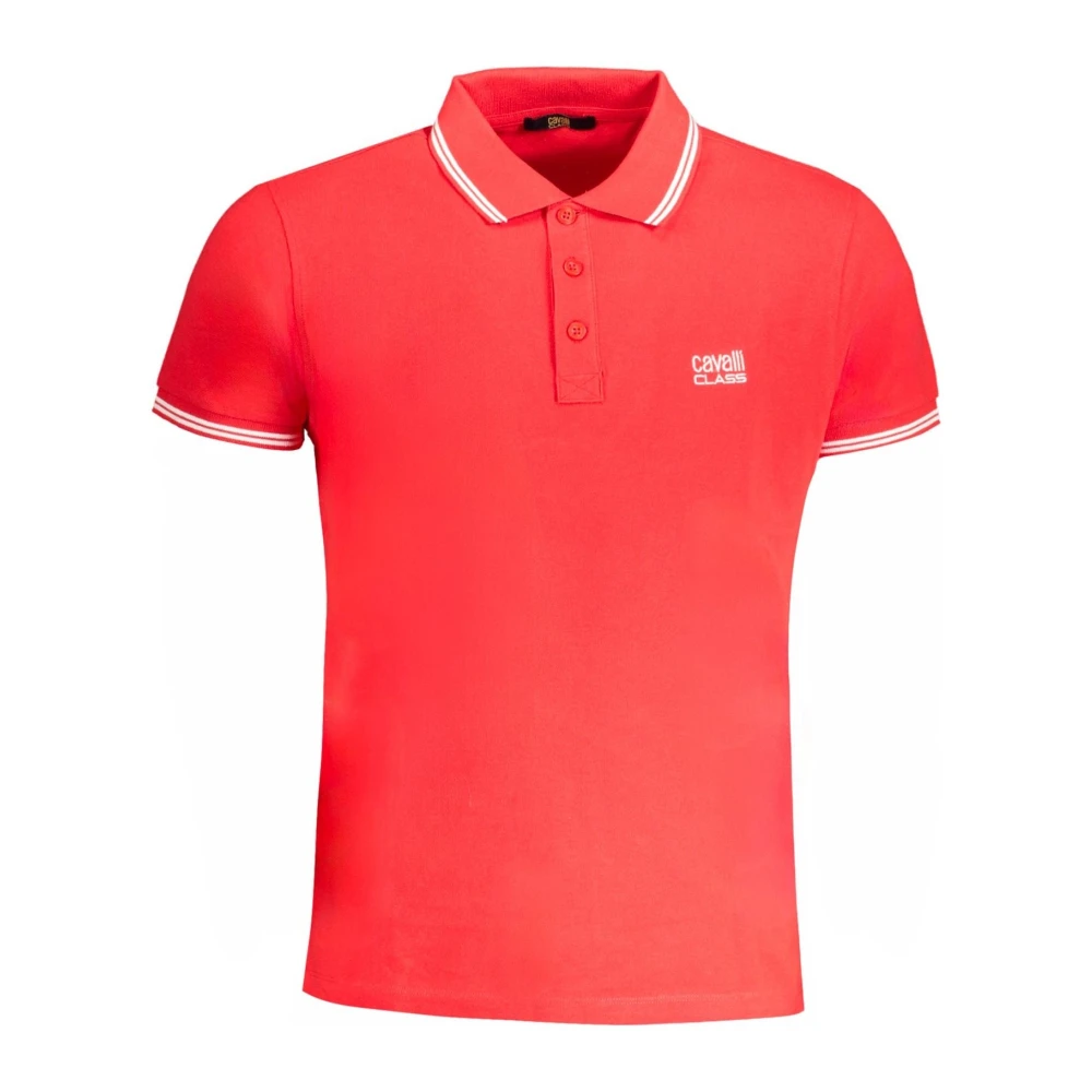Cavalli Class Men's Red Short Sleeve Polo Shirt Embroide - Polo Shirts - Xl - Tops