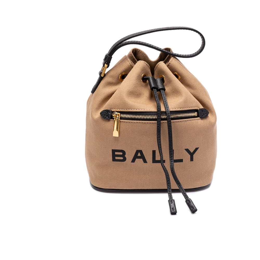 Bally Mini Bucket Tas in Sand Zwart Brown Dames
