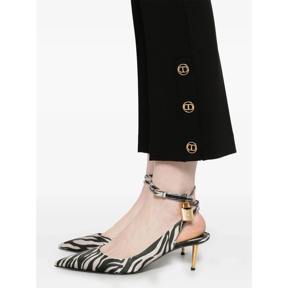 Twinset Slimme broek met ovale knopen Black Dames